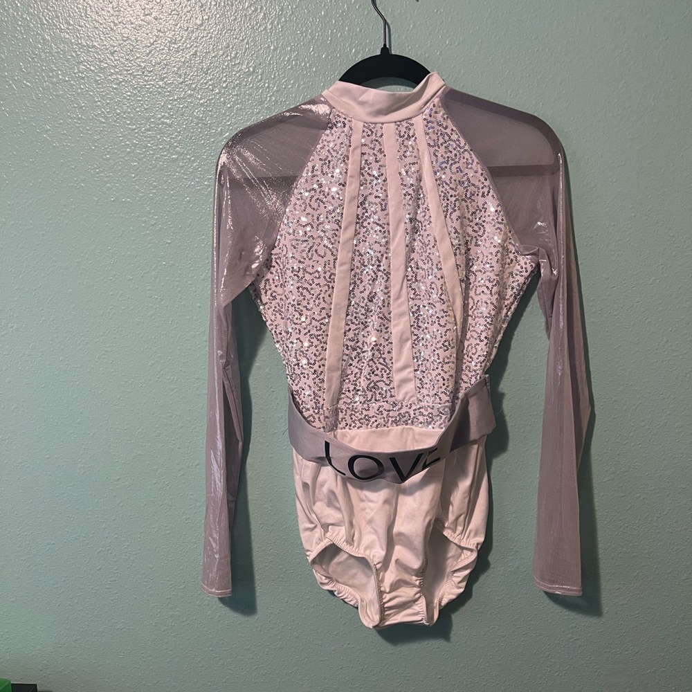 Elle White and Silver Sequin Leotard